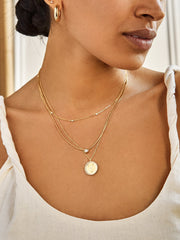Classic 14K Gold Custom Medallion Necklace - Gold/Pavé
