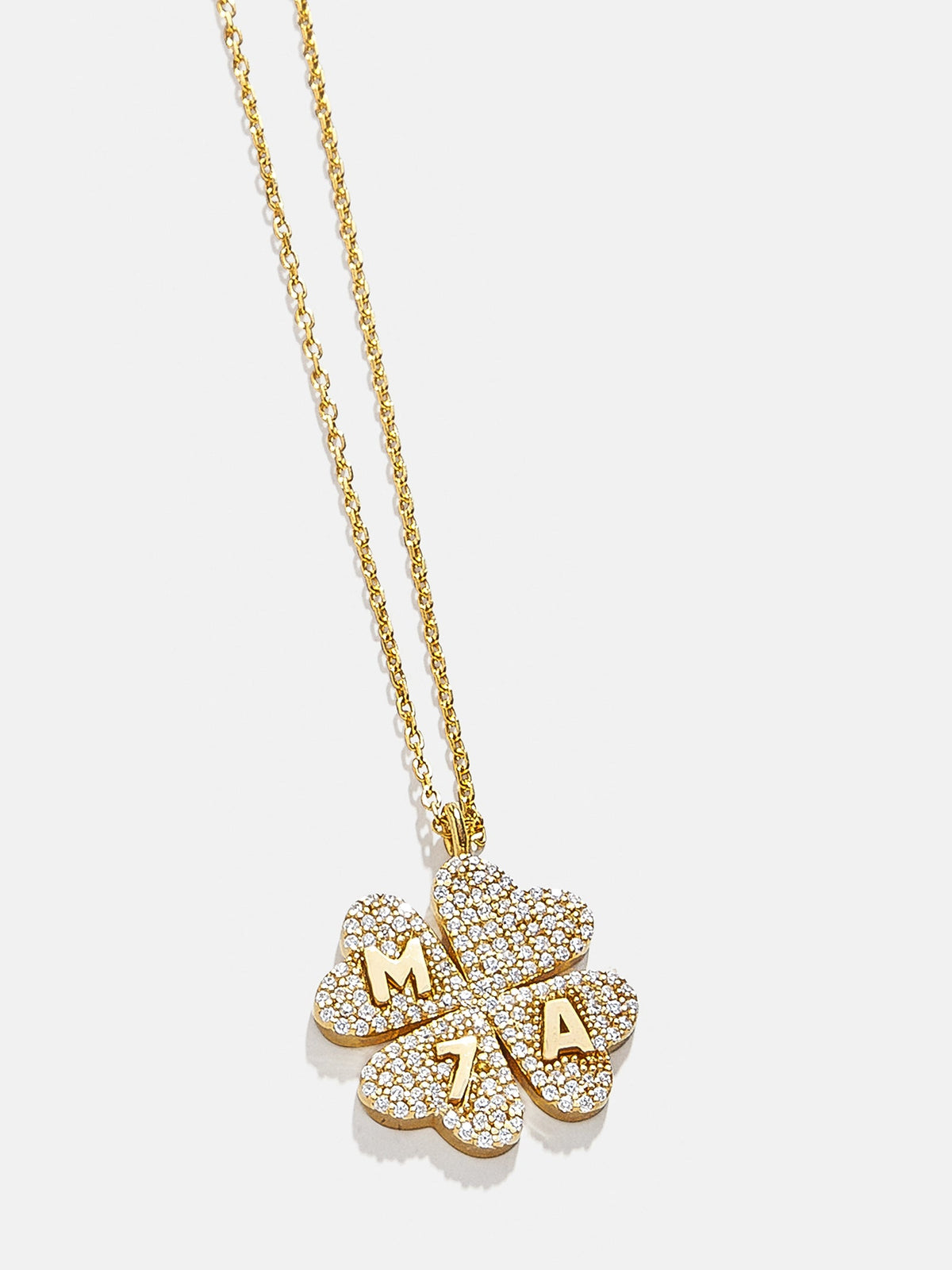 Clover 14K Gold Custom Pendant Necklace - 14K Gold. Pavé Cubic Zirconia Stones