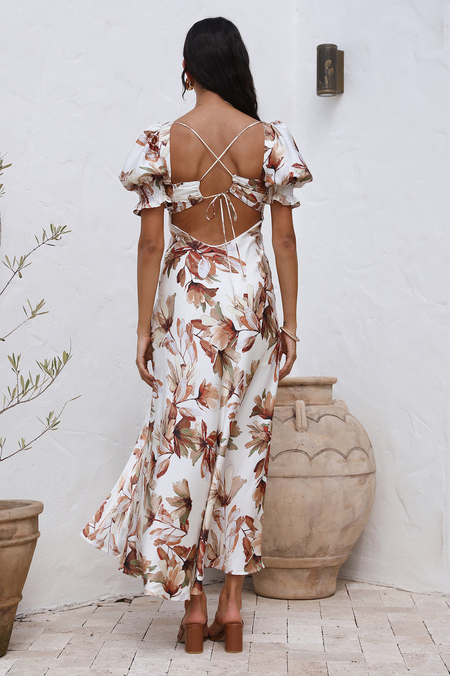 Whimsical Heart Maxi Dress Brown