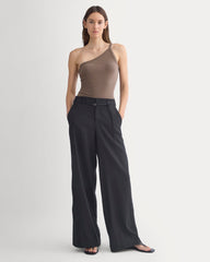 Retrosoft Cotton One-Shoulder Tank | Deep Taupe