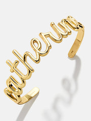 14K Gold Custom Nameplate Cuff Bracelet - 14K Gold