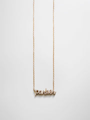 14K Gold Custom Nameplate Necklace - Mini Script
