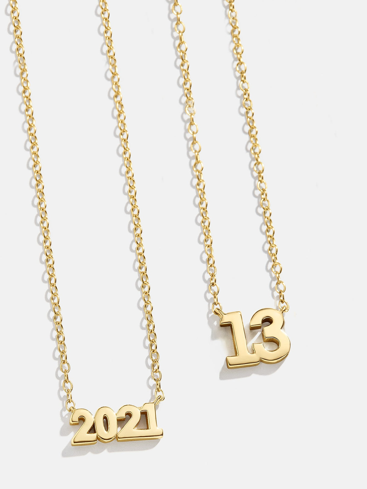 14K Gold Block Font Custom Number Necklace - Block Font Numbers