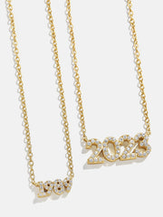 14K Gold Block Font Custom Number Necklace - Block Font Numbers