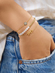 14K Gold Block Font Custom Number Bracelet - Block Font Numbers
