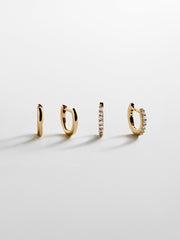 Nicole 14K Gold Earring Set - Gold/Pavé