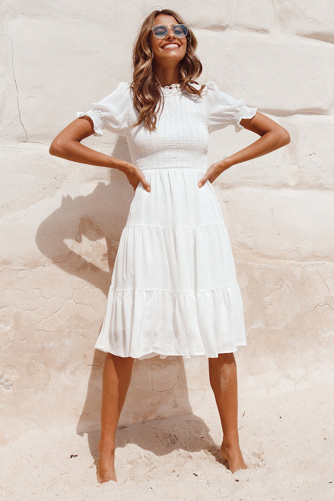 Pale Moonlight Midi Dress White