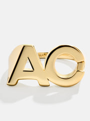 14K Gold Double Custom Initial Block Ring - 14K Gold