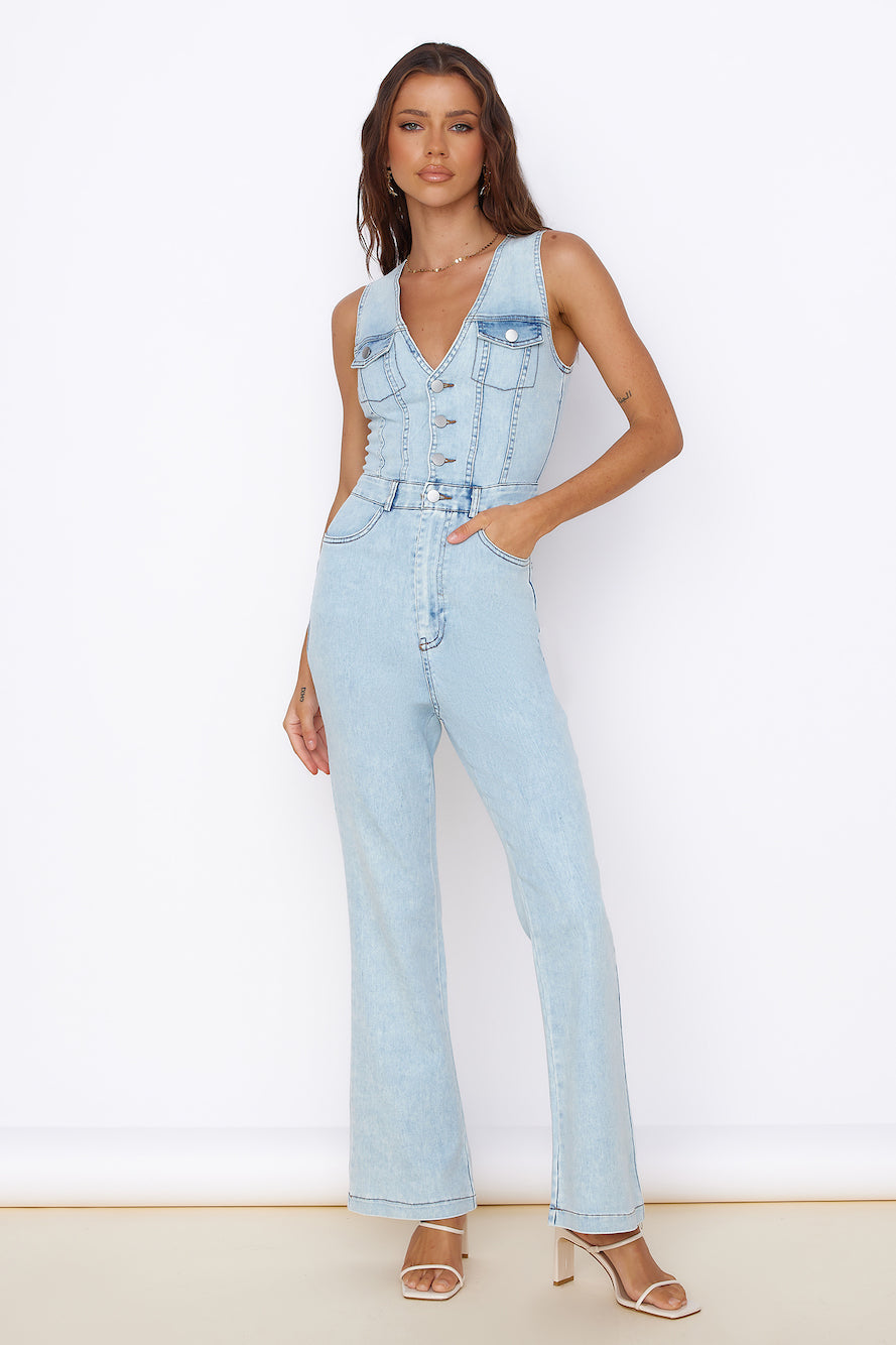 Wherever I Go Jumpsuit Blue Denim