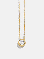14K Gold Birthstone Pendant Necklace - Crystal