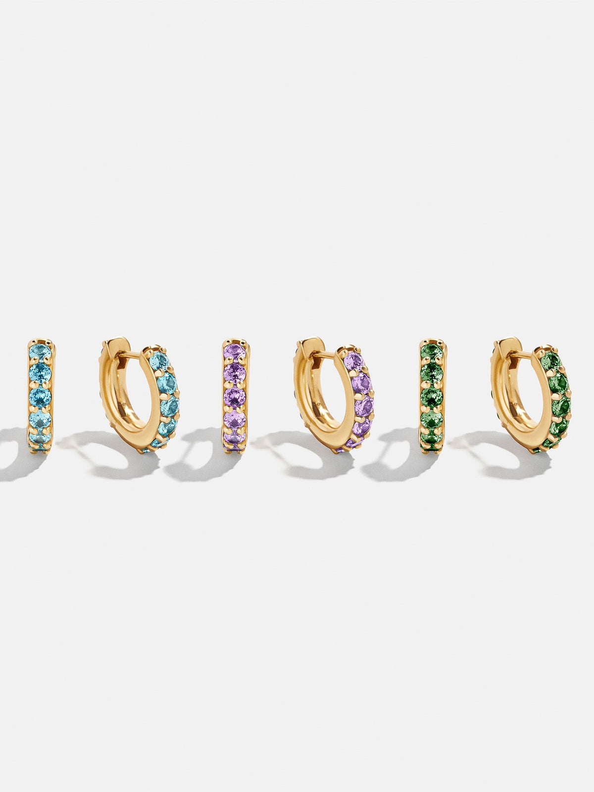 18K Gold Birthstone Huggie Earrings - Aquamarine