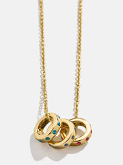 14K Gold Birthstone Charm Necklace - Gold