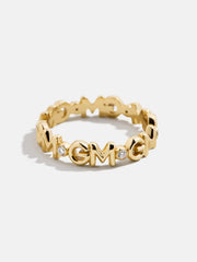 14K Gold Custom Nameplate Ring - 14K Gold. Pavé Cubic Zirconia Stones