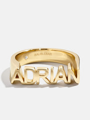 14K Gold Fineline Custom Nameplate Ring - Gold