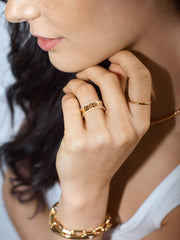 14K Gold Cutout Custom Name Ring - Gold/Pavé