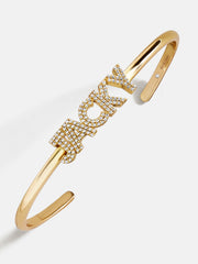 Pavé Letter Custom Cuff Bracelet - Gold/Pavé