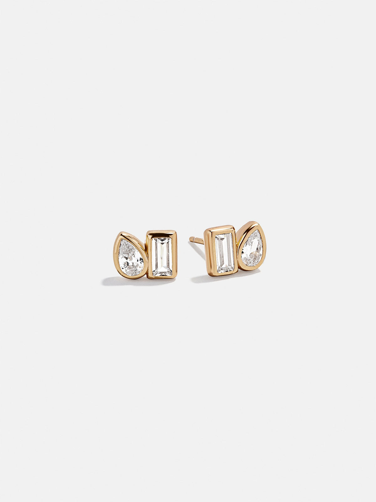 Reina 14K Gold Stud Earrings - Toi et Moi Bezel Set Earrings