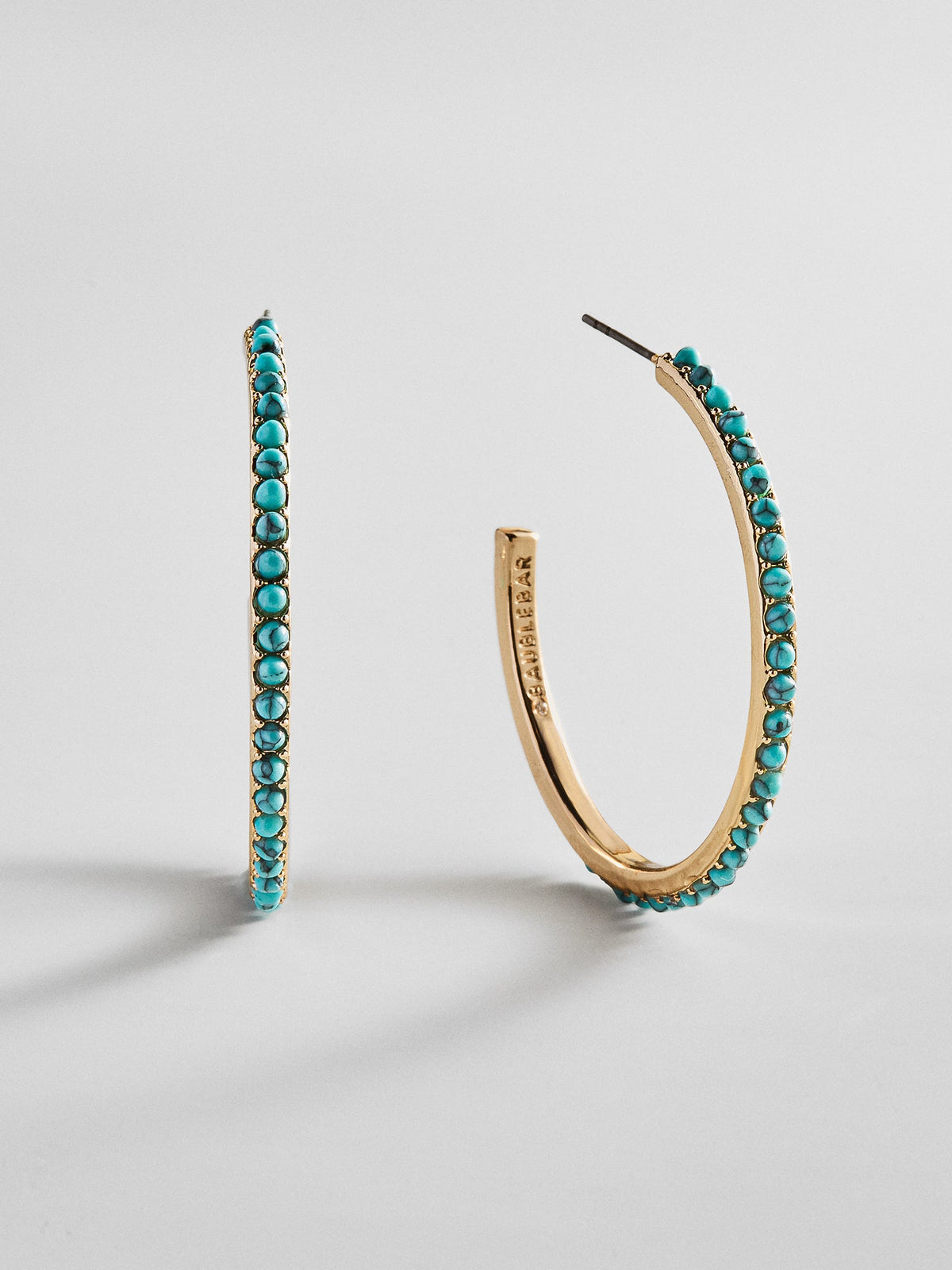 Nina Semi-Precious Hoop Earrings - Gold/Turquoise