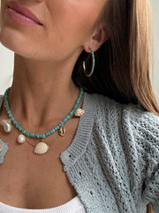 Nina Semi-Precious Hoop Earrings - Gold/Turquoise
