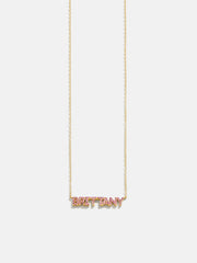 14K Gold Birthstone Custom Nameplate Necklace - Rose