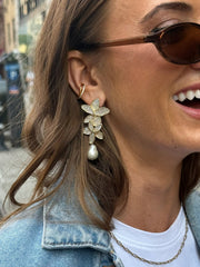 Marissa Floral Earrings - Gold/Pavé