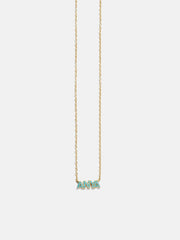 14K Gold Semi-Precious Custom Nameplate Necklace - Turquoise