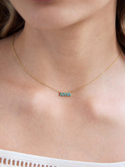 14K Gold Semi-Precious Custom Nameplate Necklace - Turquoise