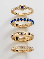 Evil Eye Ring Set - Gold/Blue