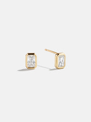Bianca 14K Gold Earrings - Emerald Bezel Set Earrings