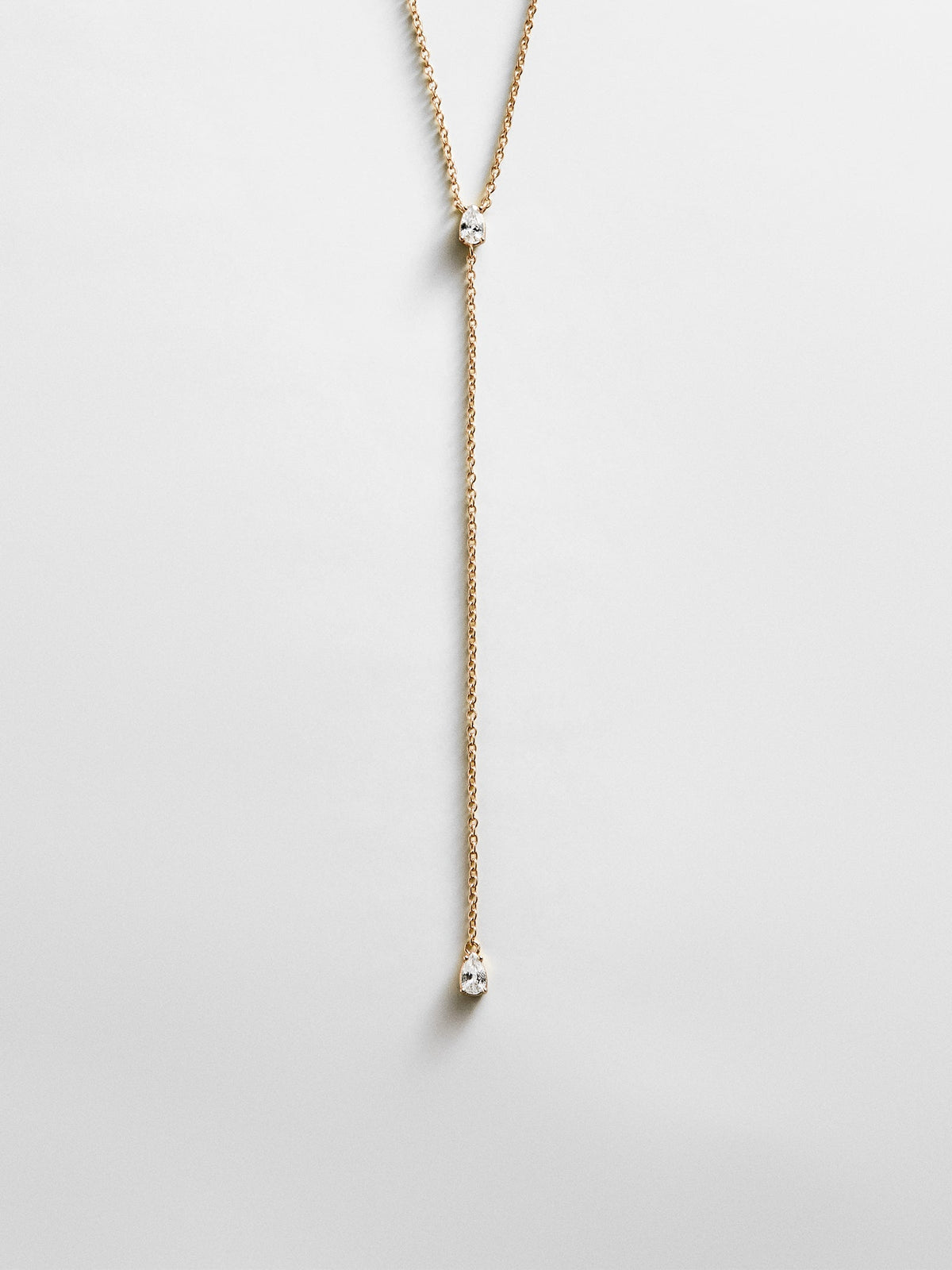 Teardrop 14K Gold Lariat Necklace - Gold/Pavé