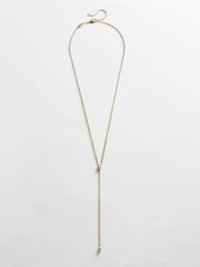 Teardrop 14K Gold Lariat Necklace - Gold/Pavé