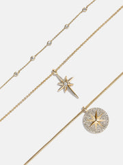 Lyra Celestial Layered Necklace - Gold/Pavé