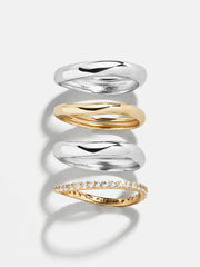 Gina 14K Gold Ring Set - Gold/Silver