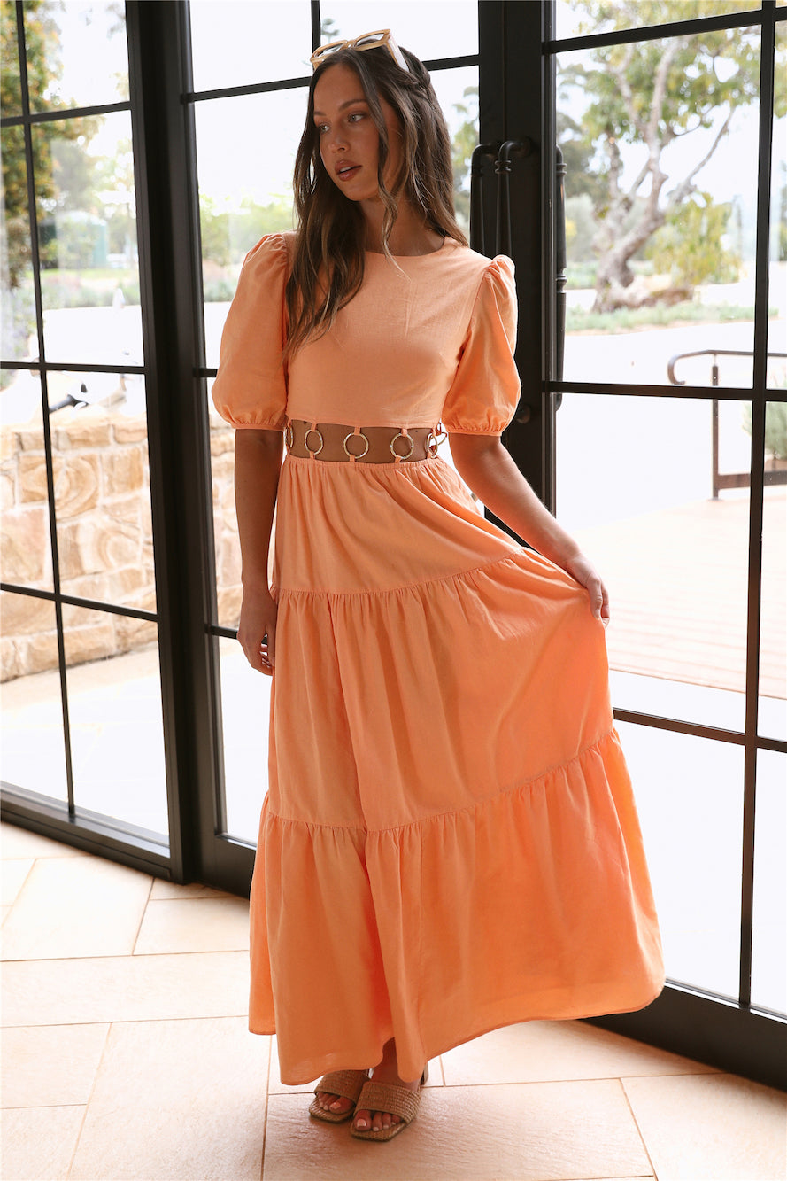 CHARLIE HOLIDAY Andrea Maxi Dress Apricot Orange