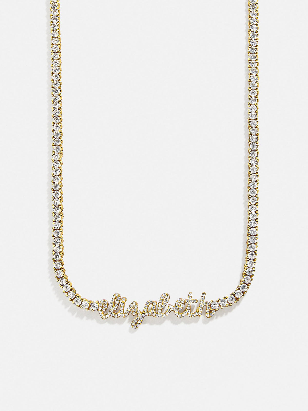 Billie 14K Gold Tennis Custom Nameplate Necklace - Mini Script
