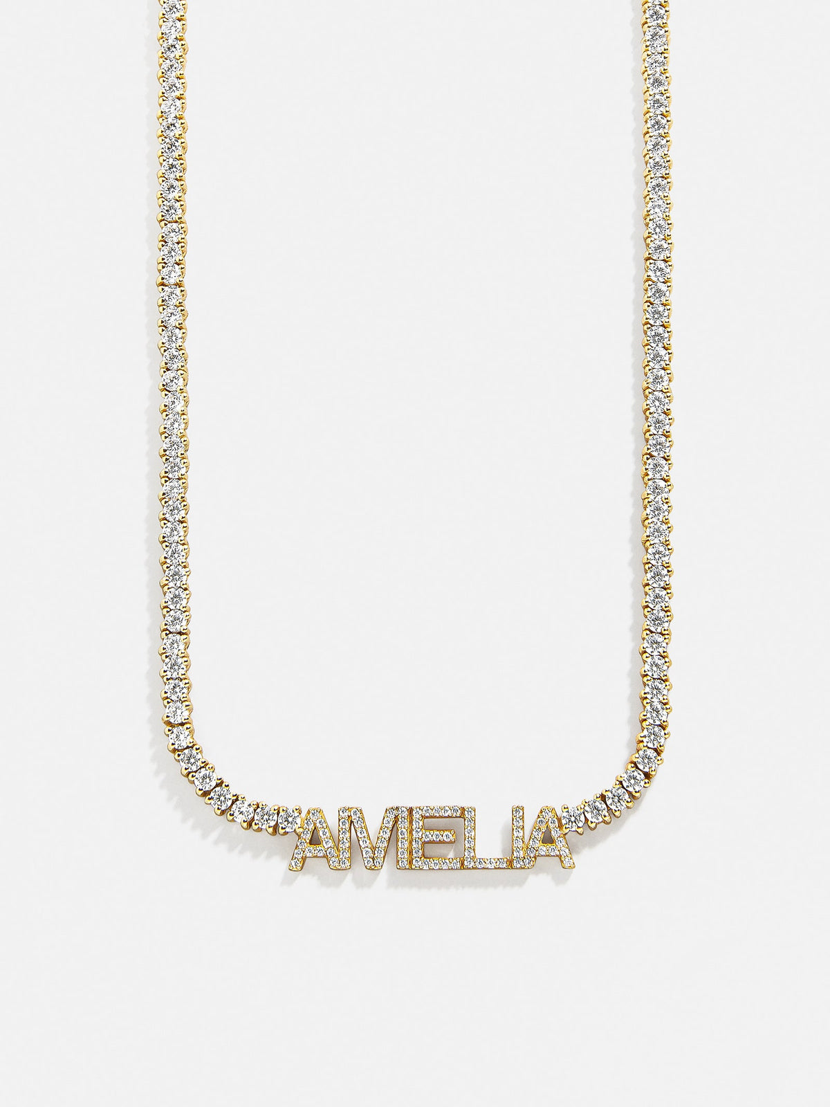 Billie 14K Gold Tennis Custom Nameplate Necklace - Block