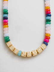 Block Letter Beaded Custom Necklace - Multi
