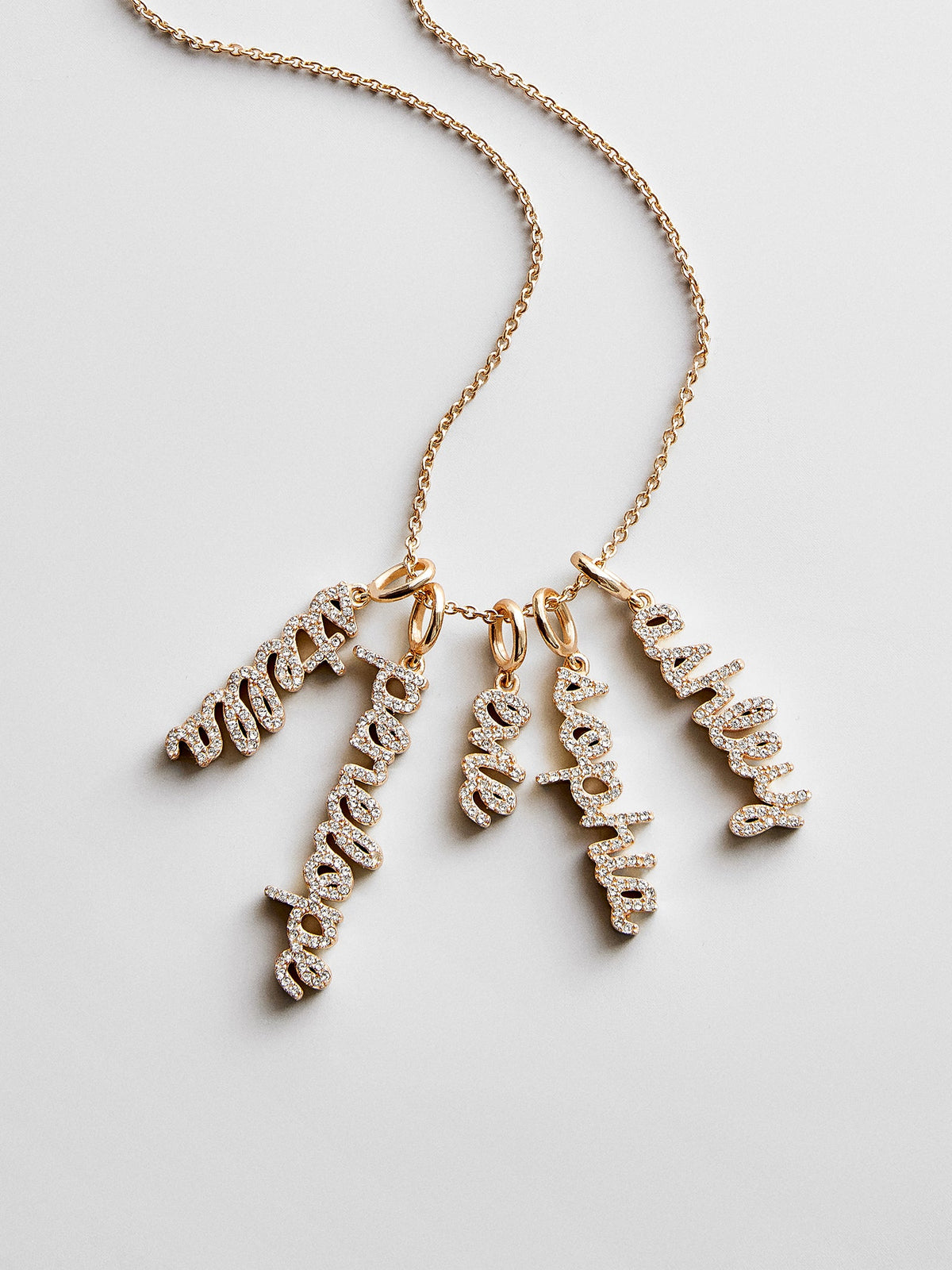 Mini Pavé Script Cluster Custom Nameplate Necklace - 1 Name