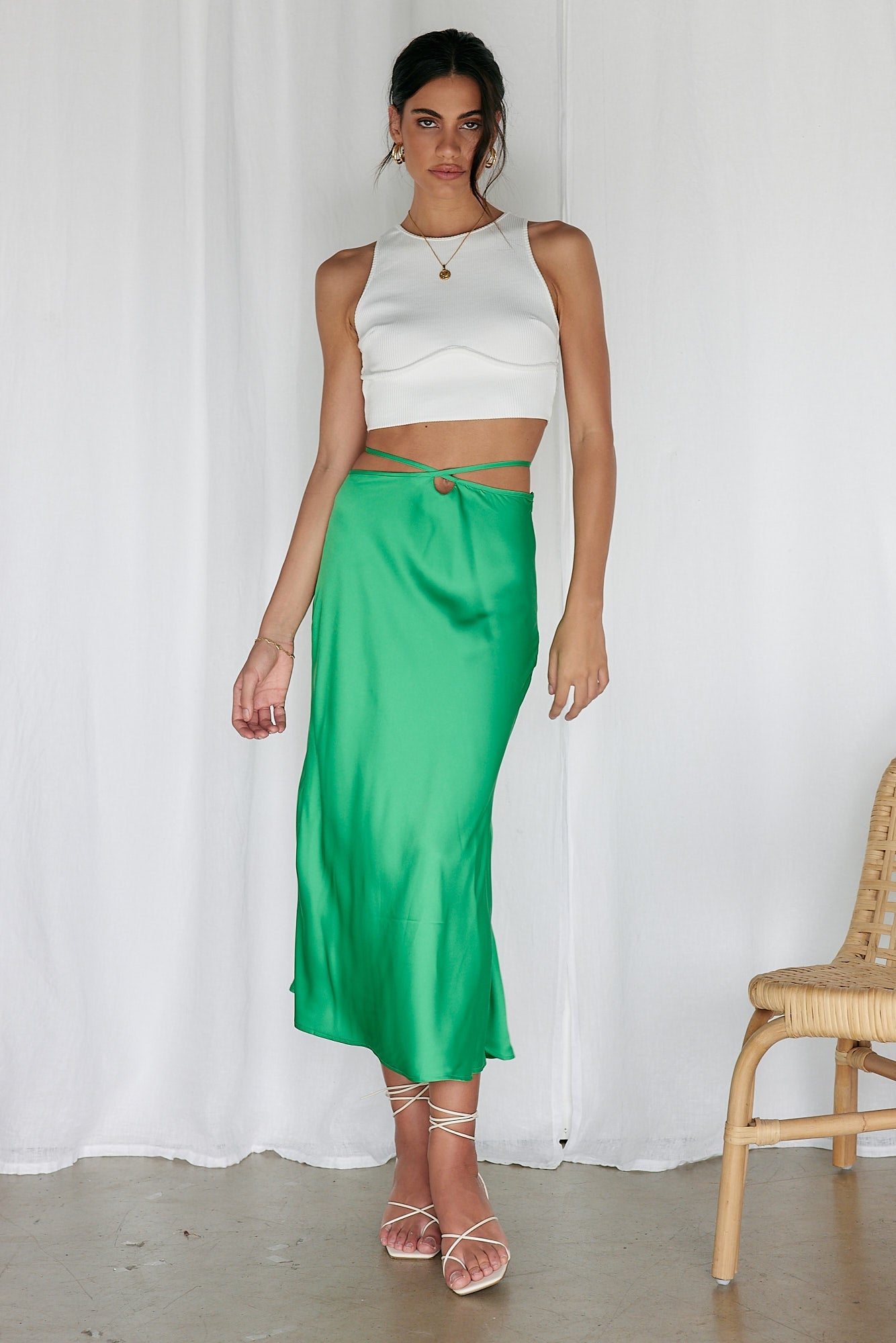 Make A Wave Maxi Skirt Green