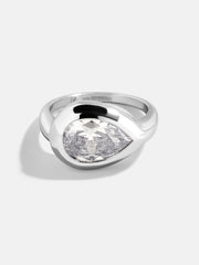 Silver Cubic Zirconia Custom Birthstone Ring - Crystal