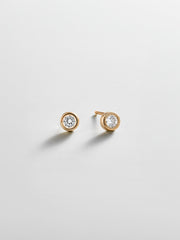Annabeth 14K Gold Stud Earrings - Round Stone