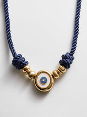 Eye Candy Evil Eye Cord Necklace - Gold/Blue
