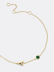 14K Gold Initial Birthstone Custom Bracelet - Crystal