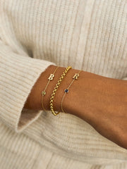 14K Gold Initial Birthstone Custom Bracelet - Crystal