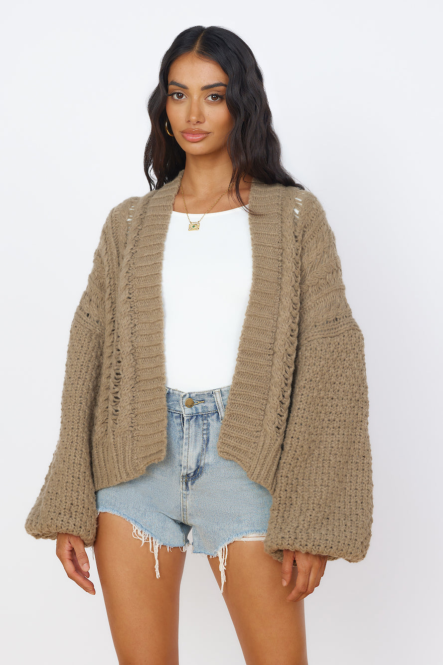 Shining Light Knit Cardigan Brown