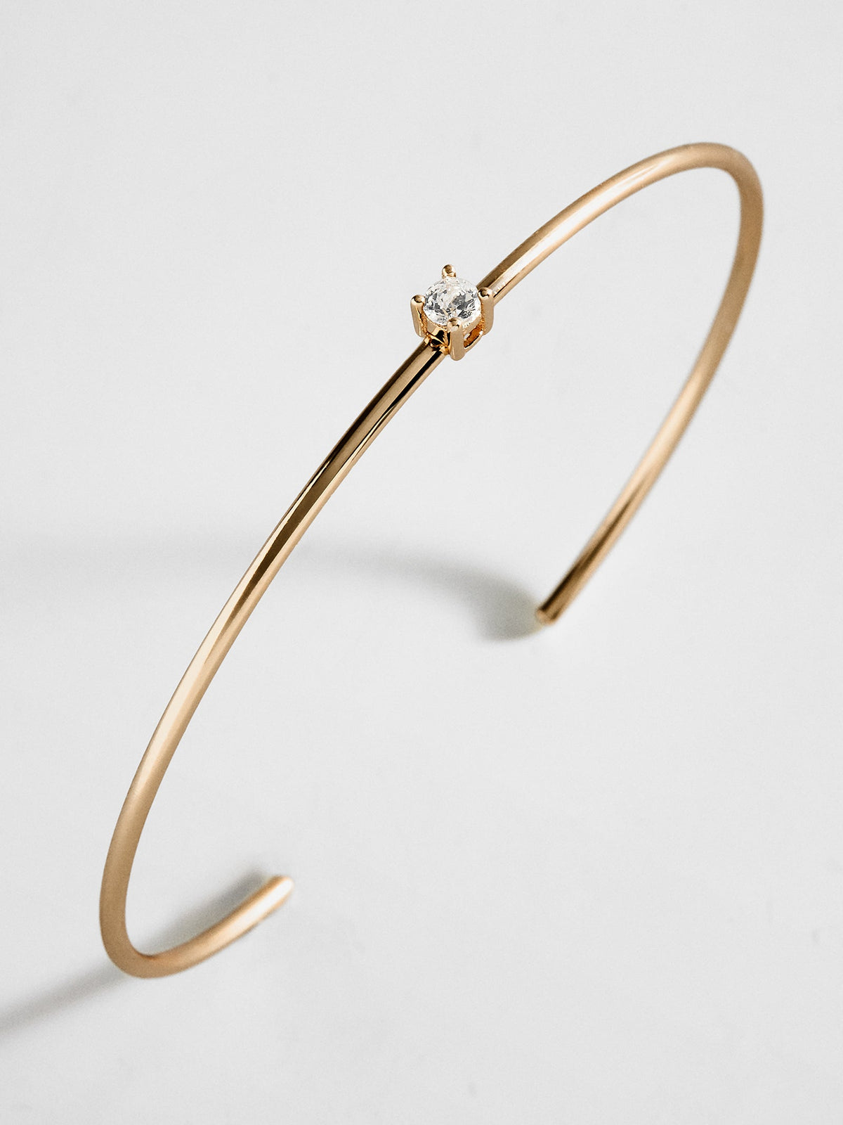 Valentina 14K Gold Cuff Bracelet - Gold Cuff, Round Stone