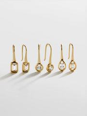Valeria 14K Gold Earring Set - Gold/Pavé