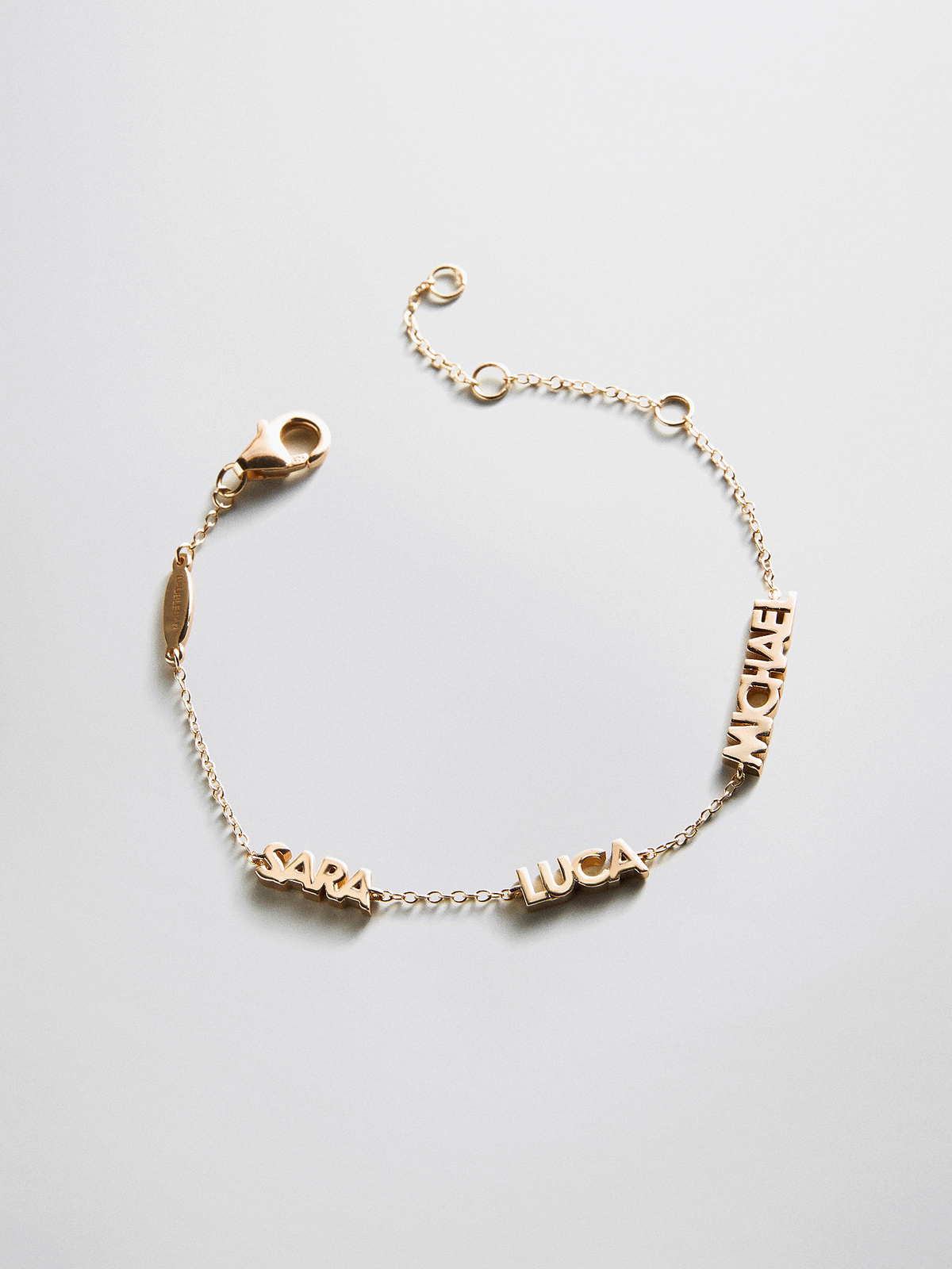 14K Gold Custom Block Multi Name Bracelet - 1 Name