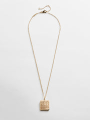 Save the Date Custom Calendar Pendant Necklace - Gold/Pavé