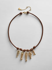 High Tide Fish Collar Necklace - Brown